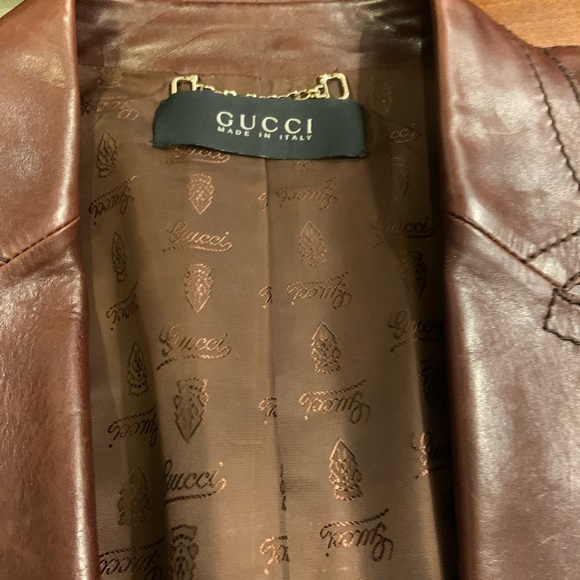 Gucci fitted brown leather blazer style jacket - Picture 7 of 7
